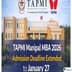 TAPMI Manipal MBA 2026 Admission Deadline Extended to January 27; Apply at tapmi.edu.in